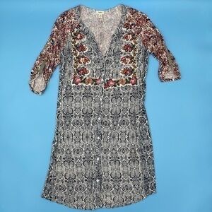 TINY Floral Button-Front Retro Print Dress